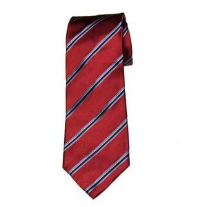 Brioni Tie Handmade Red Blue Black White Striped Men's